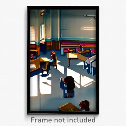 Pixel Art Poster - Extra Small Classroom (8 Bit Psychedelic Video Game Print)