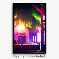 Pixel Art Poster - Velvety Farm (8 Bit Psychedelic Trippy Video Game Print)