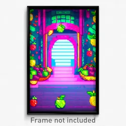 Pixel Art Poster - Fruity Repository (8 Bit Psychedelic Trippy Video Game Print)