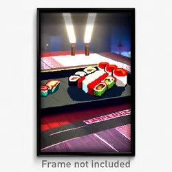 Pixel Art Poster - Flawless Sushi (8 Bit Psychedelic Trippy Video Game Print)