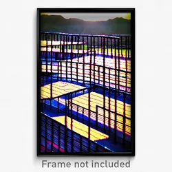Pixel Art Poster - Complex Wire Frame Terrace (8 Bit Video Game Print)