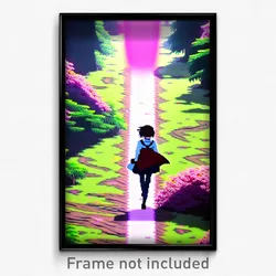 Pixel Art Poster - Anime Like Trail (8 Bit Psychedelic Trippy Video Game Print)