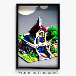 Pixel Art Poster - Tiny Mansion (8 Bit Psychedelic Trippy Video Game Print)