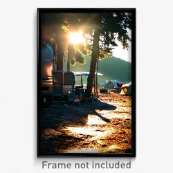 Pixel Art Poster - Worn Campsite (8 Bit Psychedelic Trippy Video Game Print)