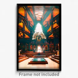 Pixel Art Poster - Angelic Mexican Architecture (8 Bit Video Game Print)
