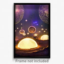 Pixel Art Poster - Spherical Earthworks (8 Bit Psychedelic Video Game Print)