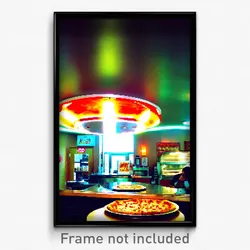Pixel Art Poster - Round Pizza Shop (8 Bit Psychedelic Trippy Video Game Print)