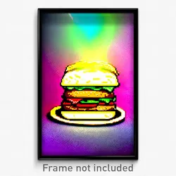Pixel Art Poster - Shady Hamburger (8 Bit Psychedelic Trippy Video Game Print)