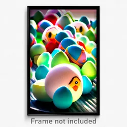 Pixel Art Poster - Creative Eggs (8 Bit Psychedelic Trippy Video Game Print)