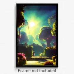 Pixel Art Poster - Shady Dreamscape (8 Bit Psychedelic Trippy Video Game Print)