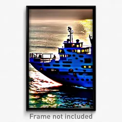 Pixel Art Poster - Spotted Ferry (8 Bit Psychedelic Trippy Video Game Print)