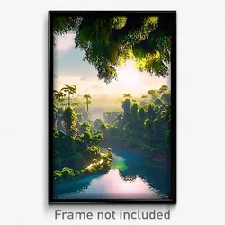 Pixel Art Poster - Buzzing Rainforest (8 Bit Psychedelic Video Game Print)