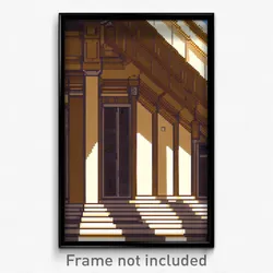 Pixel Art Poster - Tan Architecture (8 Bit Psychedelic Trippy Video Game Print)