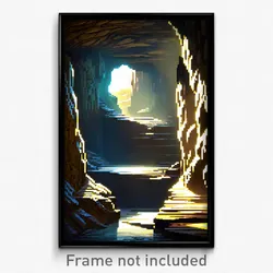 Pixel Art Poster - Deserted Chasm (8 Bit Psychedelic Trippy Video Game Print)