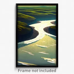 Pixel Art Poster - Squiggly River (8 Bit Psychedelic Trippy Video Game Print)