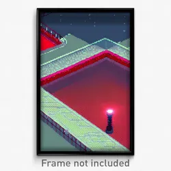 Pixel Art Poster - Red Pool (8 Bit Psychedelic Trippy Weird Video Game Print)
