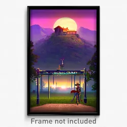 Pixel Art Poster - Nocturnal County (8 Bit Psychedelic Trippy Video Game Print)