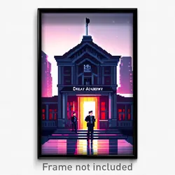 Pixel Art Poster - Dreary Academy (8 Bit Psychedelic Trippy Video Game Print)