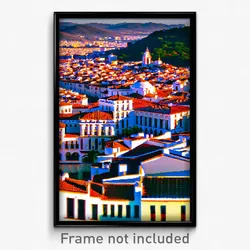 Pixel Art Poster - White Spanish City (8 Bit Psychedelic Video Game Print)