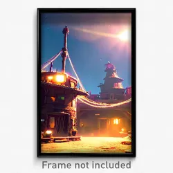 Pixel Art Poster - Important Outpost (8 Bit Psychedelic Trippy Video Game Print)