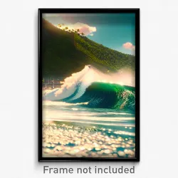 Pixel Art Poster - Big Tsunami (8 Bit Psychedelic Trippy Weird Video Game Print)
