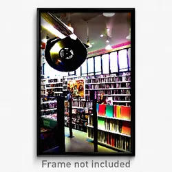 Pixel Art Poster - Flying Vinyl Store (8 Bit Psychedelic Video Game Print)