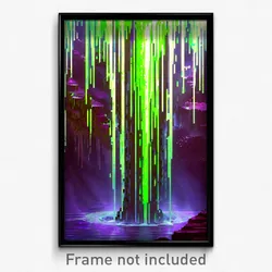 Pixel Art Poster - Slimy Cascade (8 Bit Psychedelic Trippy Video Game Print)
