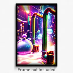 Pixel Art Poster - Bubbly Pipes (8 Bit Psychedelic Trippy Video Game Print)