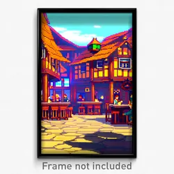 Pixel Art Poster - Whopping Tavern (8 Bit Psychedelic Trippy Video Game Print)
