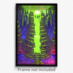 Pixel Art Poster - Slimy Keep (8 Bit Psychedelic Trippy Weird Video Game Print)