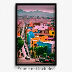 Pixel Art Poster - Slim Mexican City (8 Bit Psychedelic Trippy Video Game Print)