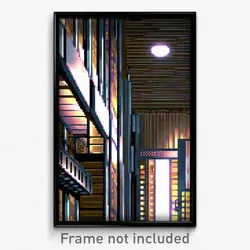 Pixel Art Poster - Metallic Hotel (8 Bit Psychedelic Trippy Video Game Print)