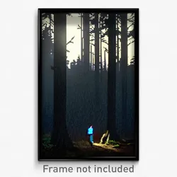 Pixel Art Poster - Dark Woods (8 Bit Psychedelic Trippy Weird Video Game Print)