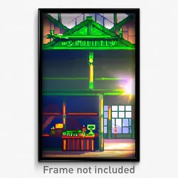 Pixel Art Poster - Green Smithy (8 Bit Psychedelic Trippy Video Game Print)