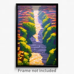Pixel Art Poster - Quirky Causeway (8 Bit Psychedelic Trippy Video Game Print)