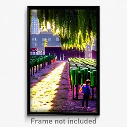 Pixel Art Poster - Urban Farm (8 Bit Psychedelic Trippy Weird Video Game Print)