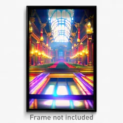 Pixel Art Poster - Virtual Palace (8 Bit Psychedelic Trippy Video Game Print)