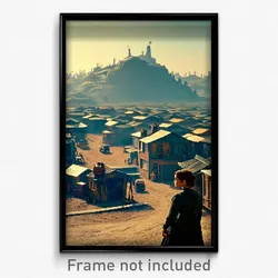 Pixel Art Poster - Thoughtful Shantytown (8 Bit Psychedelic Video Game Print)