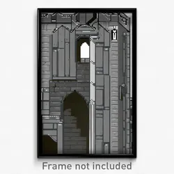 Pixel Art Poster - Simple Battlements (8 Bit Psychedelic Video Game Print)