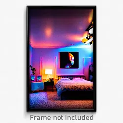 Pixel Art Poster - Brisk Bedroom (8 Bit Psychedelic Trippy Video Game Print)