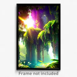 Pixel Art Poster - Bright Rainforest (8 Bit Psychedelic Trippy Video Game Print)
