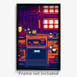 Pixel Art Poster - Remote Tavern (8 Bit Psychedelic Trippy Video Game Print)