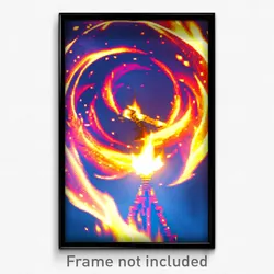 Pixel Art Poster - Imaginary Fire (8 Bit Psychedelic Trippy Video Game Print)