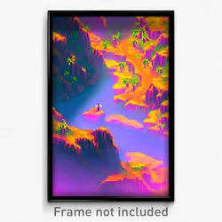 Pixel Art Poster - Extra Small Valley (8 Bit Psychedelic Video Game Print)