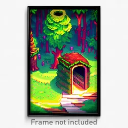 Pixel Art Poster - Stained Burrow (8 Bit Psychedelic Trippy Video Game Print)