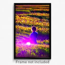 Pixel Art Poster - Warm Grassland (8 Bit Psychedelic Trippy Video Game Print)