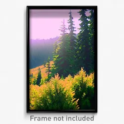 Pixel Art Poster - Evergreen Grassland (8 Bit Psychedelic Video Game Print)