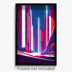 Pixel Art Poster - Stupendous Futuristic Architecture (8 Bit Video Game Print)