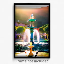 Pixel Art Poster - Amazing Fountain (8 Bit Psychedelic Trippy Video Game Print)