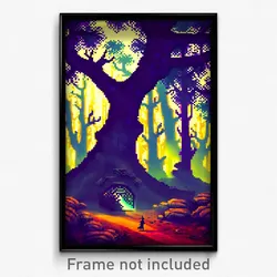 Pixel Art Poster - Mysterious Grove (8 Bit Psychedelic Trippy Video Game Print)